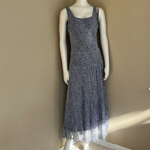 Nine West Maxi Full Length Sleeveless Blue White Summer Dress Size S‎